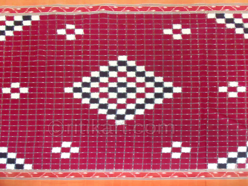 Sambalpuri Maroon Color Double Bed Cover with Pillow Cover-pic4