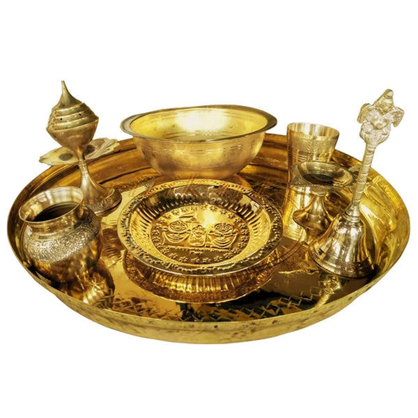 Balakati brass puja thali set Large size pic-1