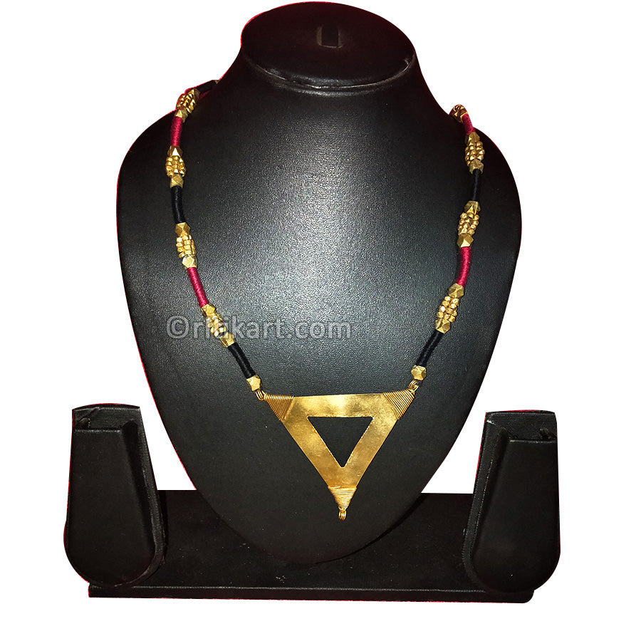 Buy Necklace with Triangle Dhokra in Red & Black Thread - Ritikart