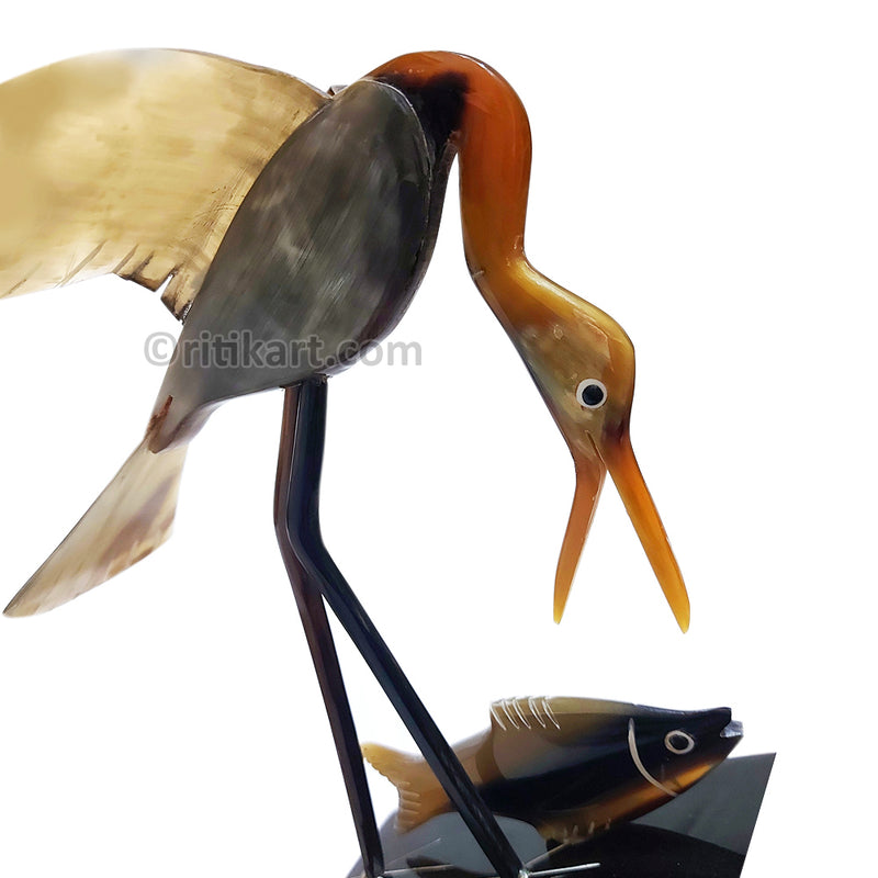 Horn Crafts-Heron Catching Fish