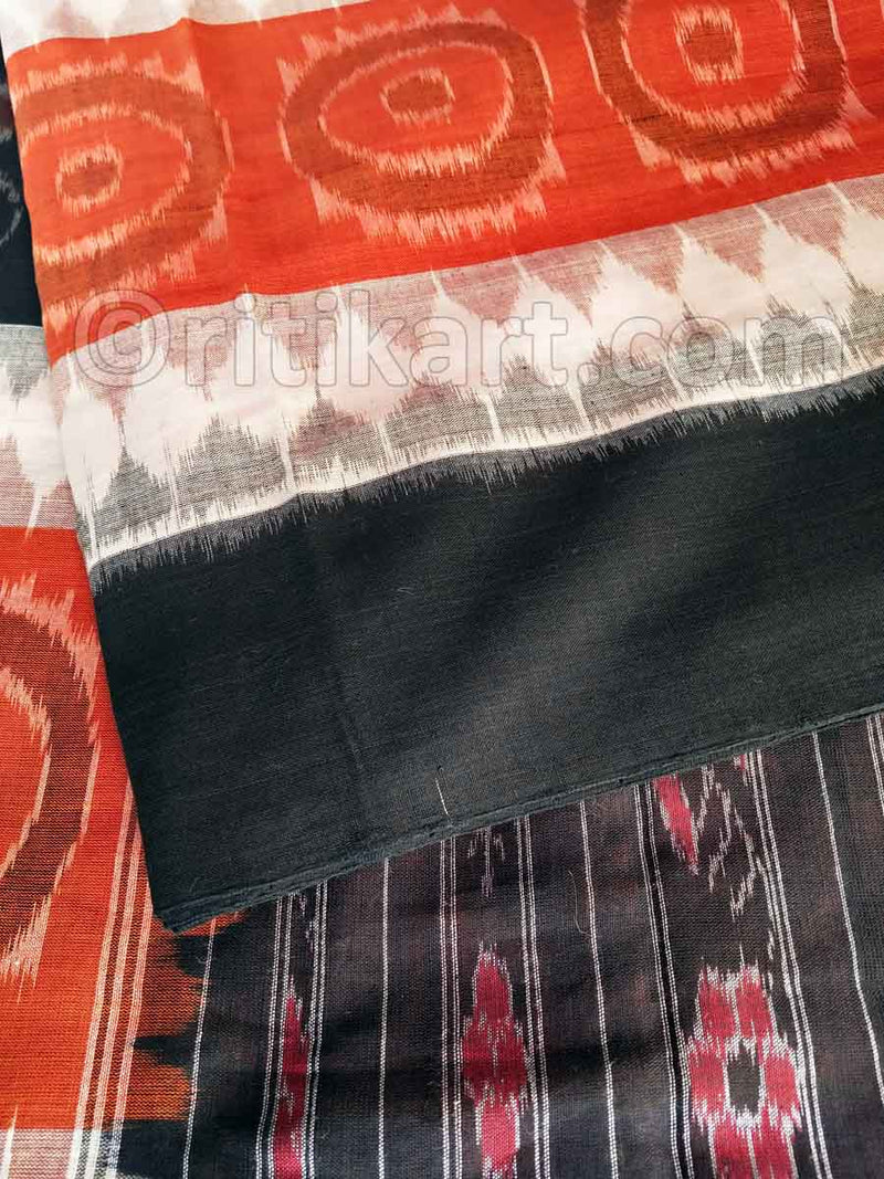 Black and Rust Color 7d Maniabandha Cotton Saree-pic2