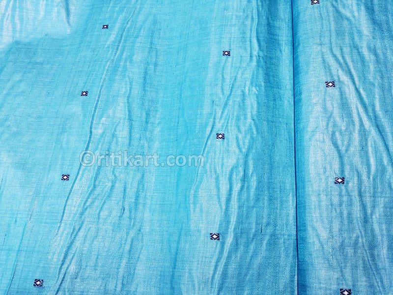 Tussar Fine Silk Raw Fabric  Sky Blue p-2