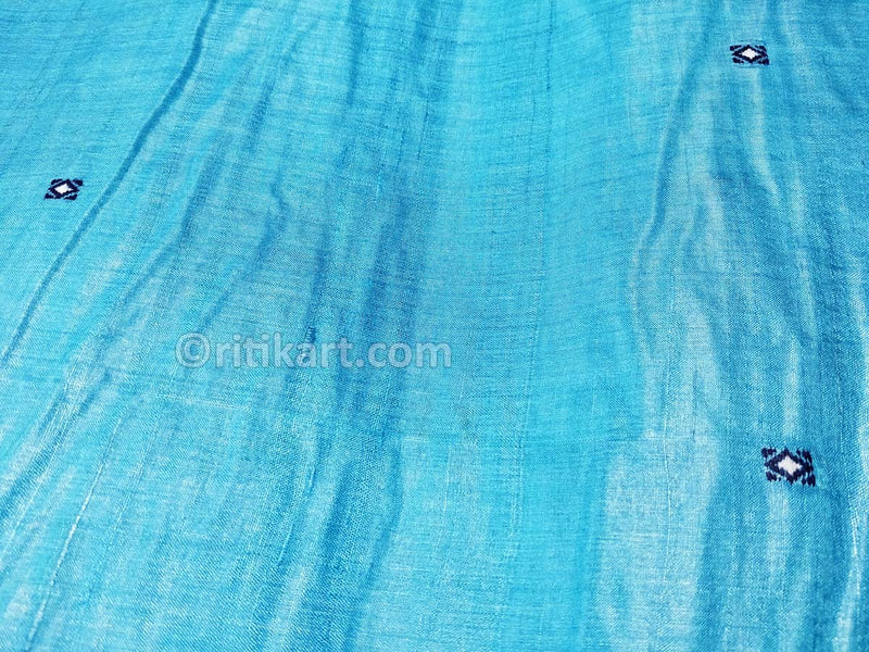 Tussar Fine Silk Raw Fabric  Sky Blue p-3