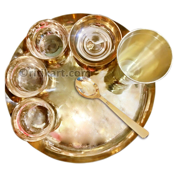 Kansa Dinner Set (1 Thali/3 Small Bowls/1 Flat Bowl/1 Glass/1 Spoon)_1