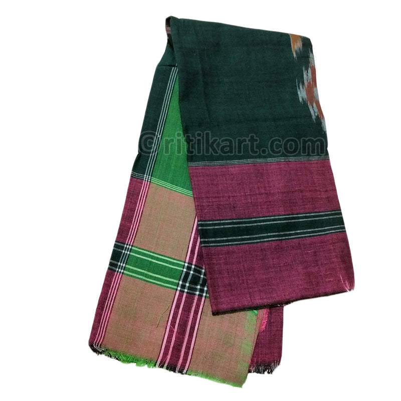 Cotton Green and Pink Single Star Sambalpuri Rumal (Size-18 inch)_2