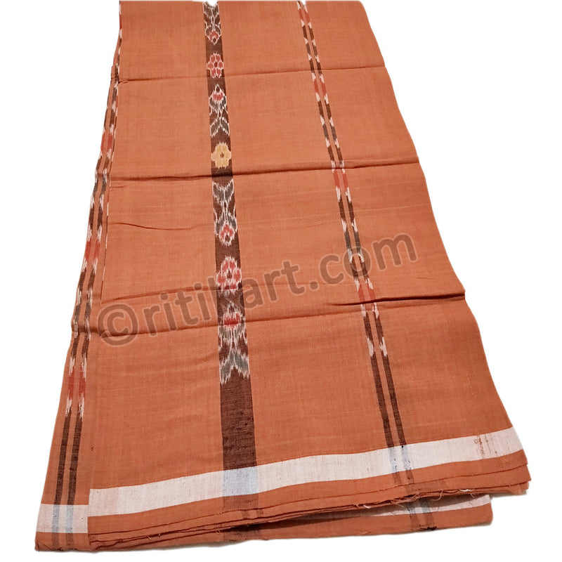Sambalpuri Cotton Bandha Strips Light Orange Lungi