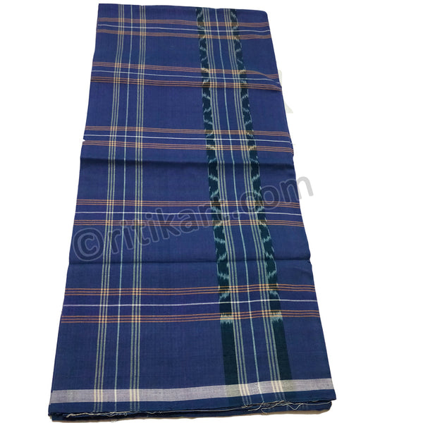 Handloom Sambalpuri Odisha Lahri Blue Color Cotton Lungi