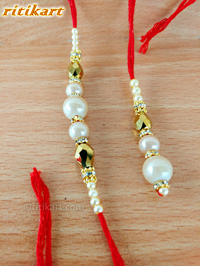Sandalwood Designer Beads Bhaiya-Bhabhi Rakhi