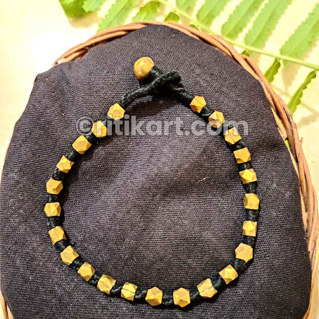 Blue - Handcrafted Odisha Dokra Beads Threadwork Tribal Anklet 23