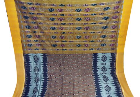 Brown with Yellow Khandua Cotton Saree P1