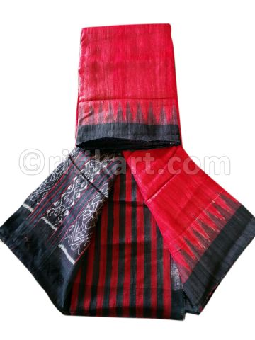 Red Color Tussar Silk Saree 