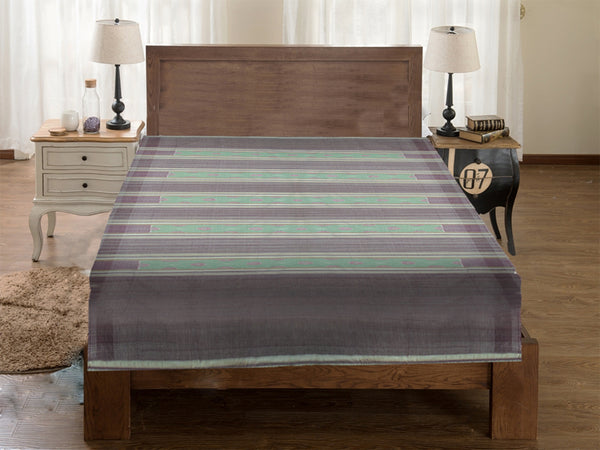 Sambalpuri Light Green and Grey Color Double Bed Sheet