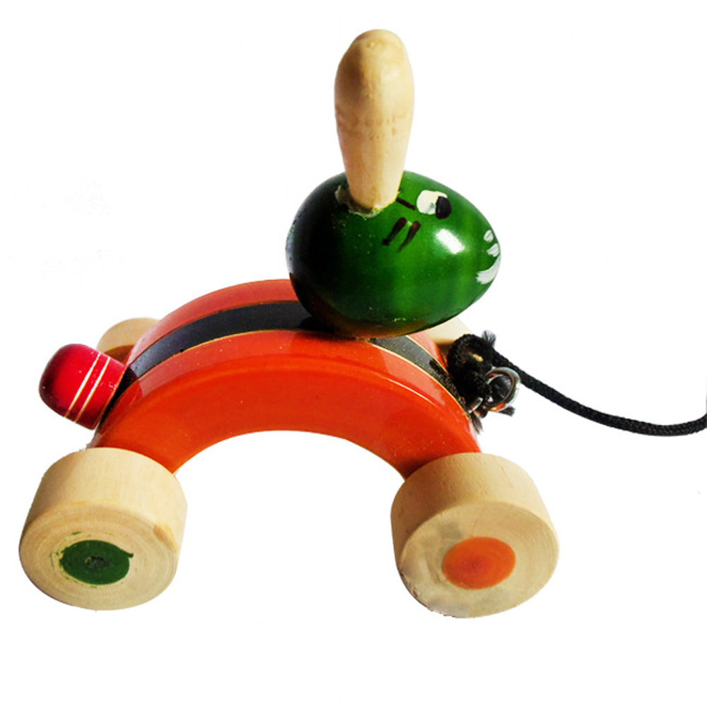 Buy Online Handcarved Wooden Rolling Rabit Toy at best price- Ritikart