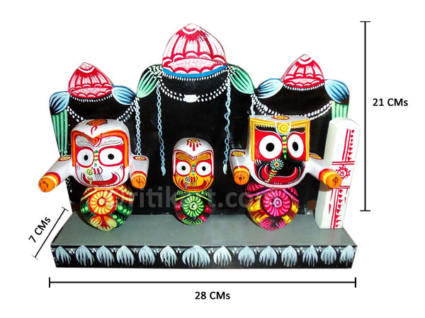 Prabhu Jagannath Balabhadra Subhadra idol 4 Inch With Prabha pic-1