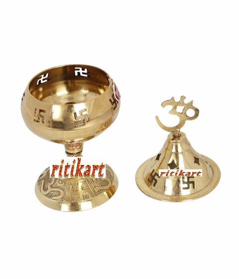 Balakati Spiritual Brass Diya with Top (Big size) pic-2