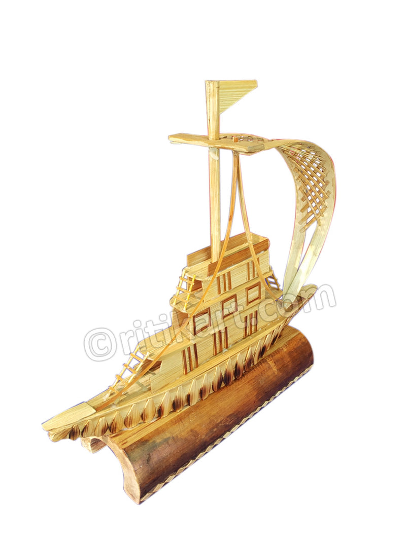 Handcrafted Bamboo Boat Showpiece-pic3