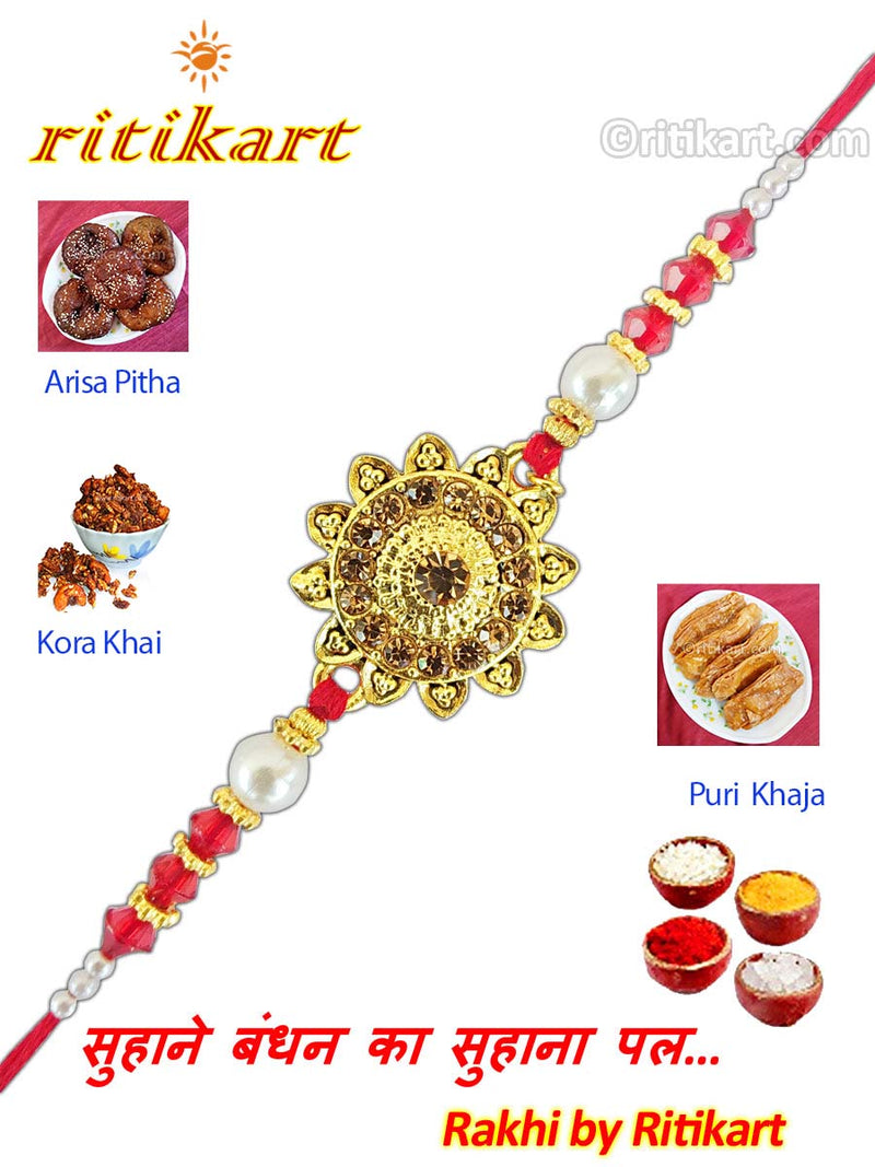 Designer Crystal Sun Flower Fancy Rakhi