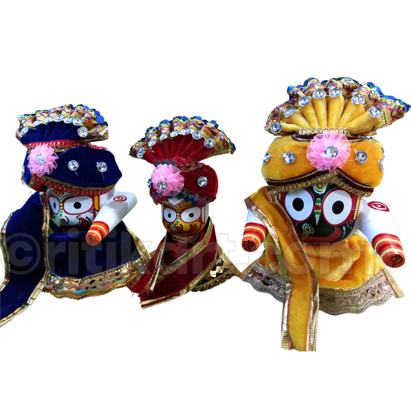 Premium Velvet Pagadi Costume for Lord Jagannath Balabhadra Subhadra.