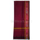 Pure Sutta Machha Bandha Dark Maroon–Mustard Uttaria Gamuchha