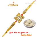 Golden Omm inside Metal Swastik Rakhi