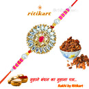 Designer Kundan Rakhi With White Stone