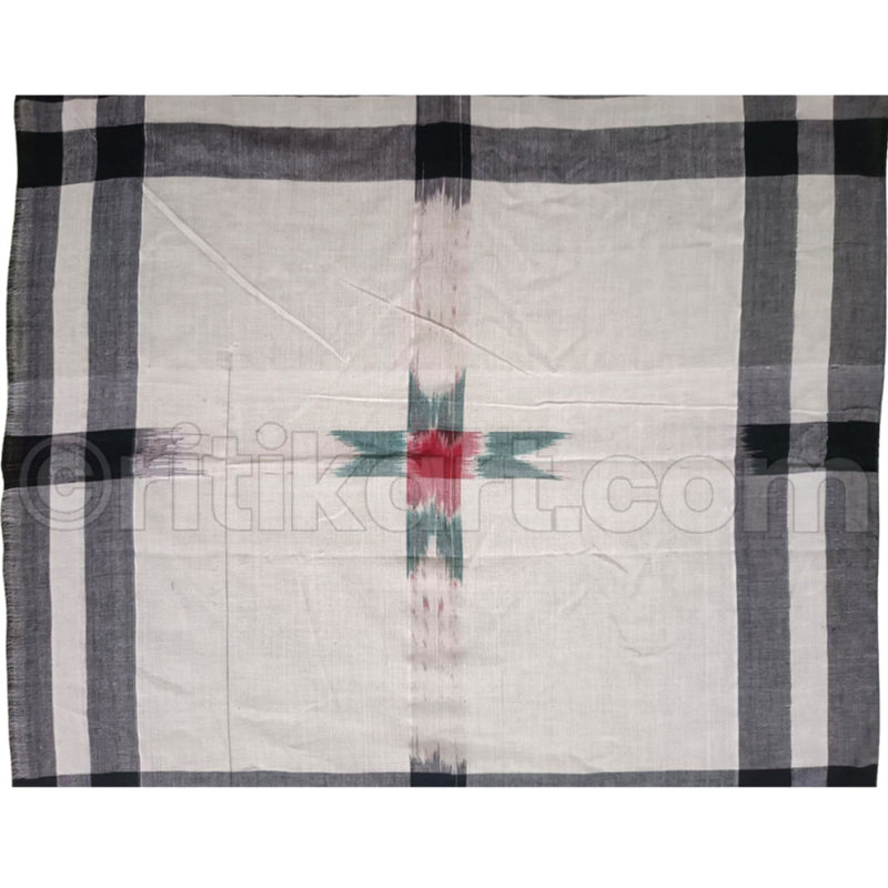 White-Black Cotton Star Sambalpuri Rumal