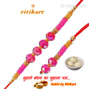 Sparkling Pink Beads Designer Bhaiya-Bhabhi Rakhi