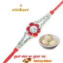 White And Red Stone Designer Rakhi