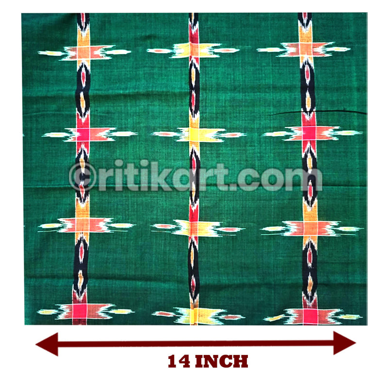 Cotton Green and Yellow Sambalpuri Rumal with Big Star Size 14 inch 16 inch and 20 inch