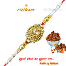 Designer Golden Crystal Rakhi