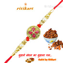 Red Stone Flower Design Fancy Rakhi
