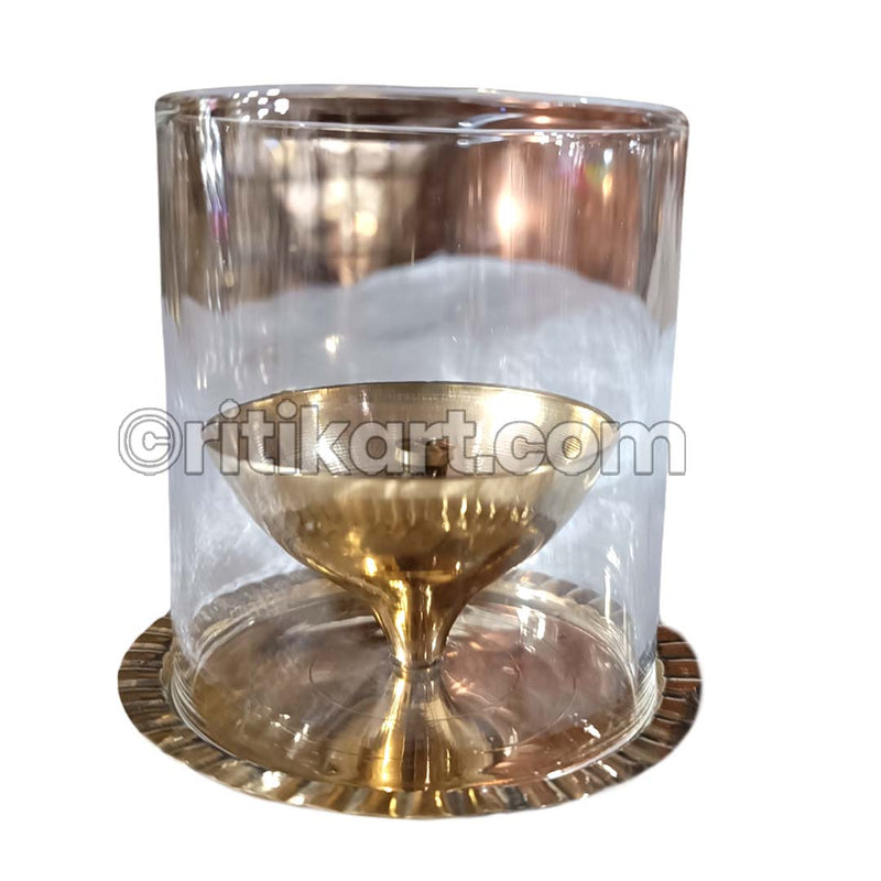 Brass Akhanda Jyoti with Glass Cover_3