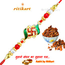 Religious Swastik with Multi Color Beads Rakhi