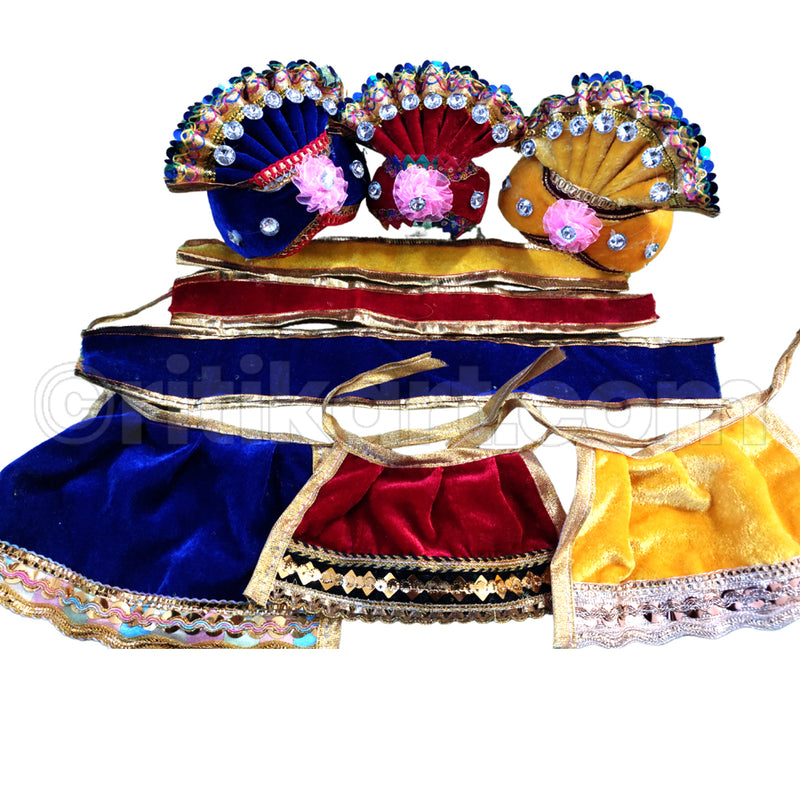 Premium Velvet Pagadi Costume for Lord Jagannath Balabhadra Subhadra.