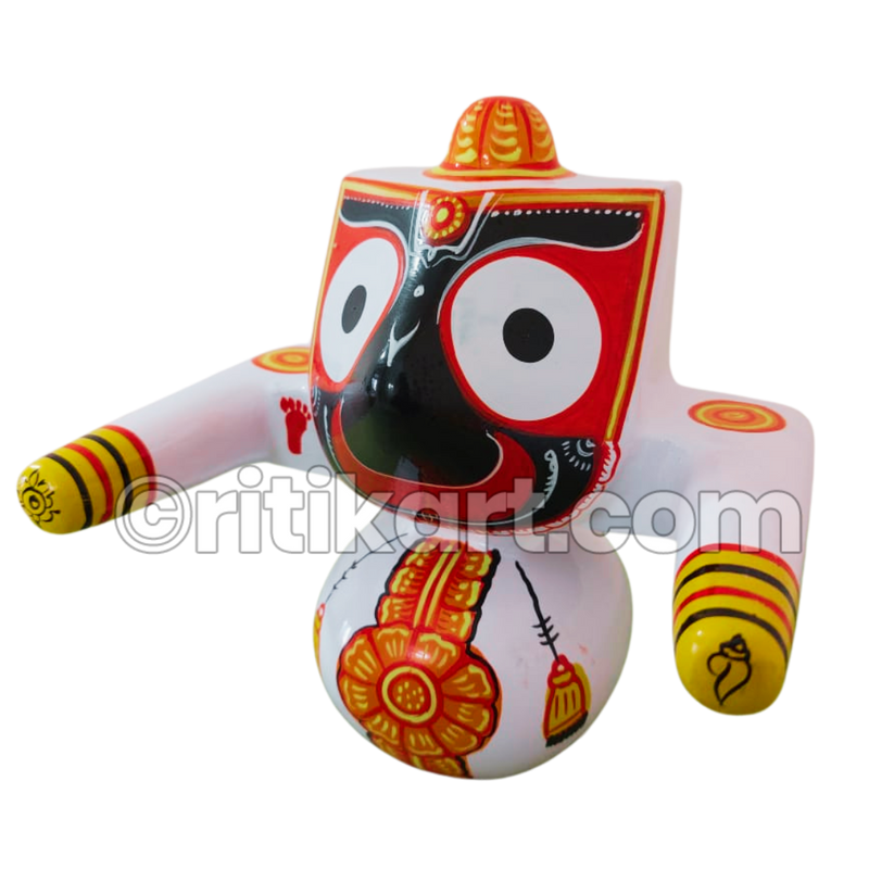 Lord Jagannath Patitapaban Wooden Idol White Design