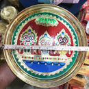 Hand-Painted Decorative Brass Wall Hanging Plate with Lord Jagannath, Balabhadra and Subhadra’S Pictures