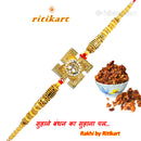 Golden Omm inside Metal Swastik Rakhi
