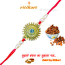 Designer Golden Flower with White Stone Rakhi