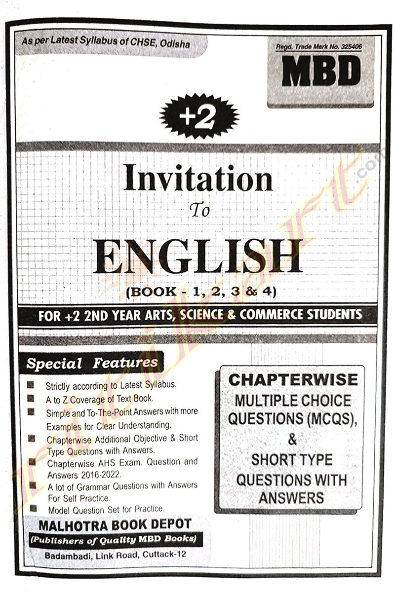 Invitation To English (Book-1,2,3 and 4) For +2 2nd Year Arts,Science & Commerce Students.