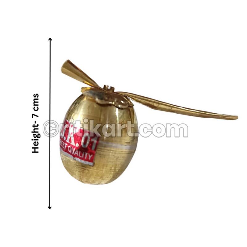 Brass-made Green Coconut (Size No.1) for Puja Kalash_1