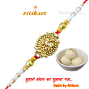 Designer Golden Crystal Rakhi