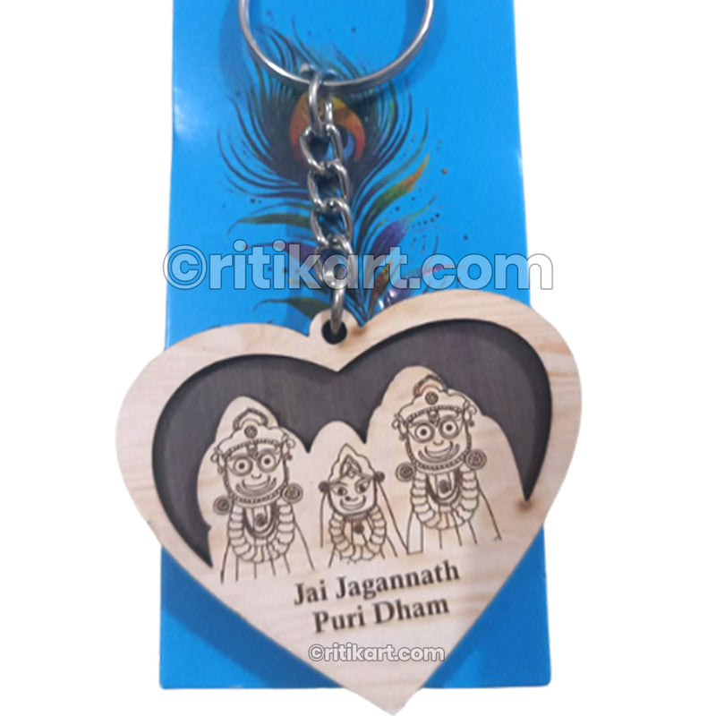Wooden Lord Jagannath Balabhadra & Subhadra Keyring