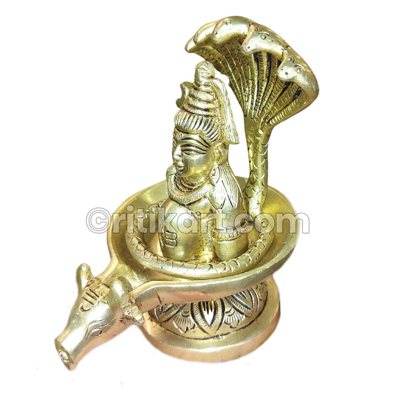 Brass Handcrafted Shiva With Seshnag.