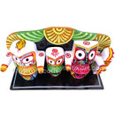 Wooden Car Decor Jaganntah Balabhadra and Subhadra Idol in a Stand