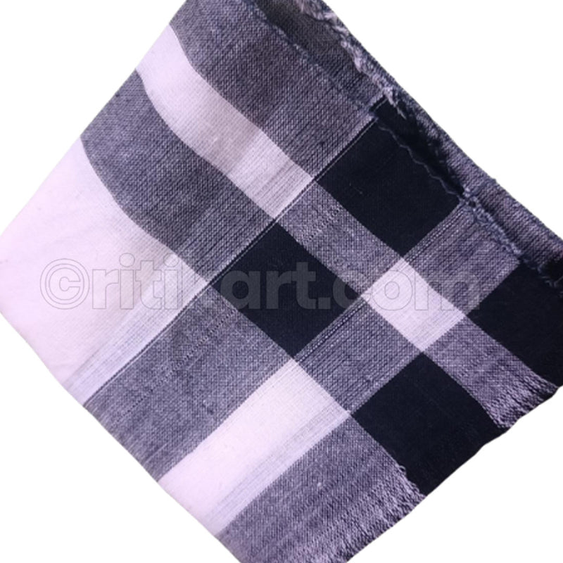 White And Black Check Cotton Sambalpuri Rumal