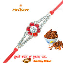White And Red Stone Designer Rakhi