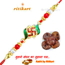 Religious Swastik with Multi Color Beads Rakhi