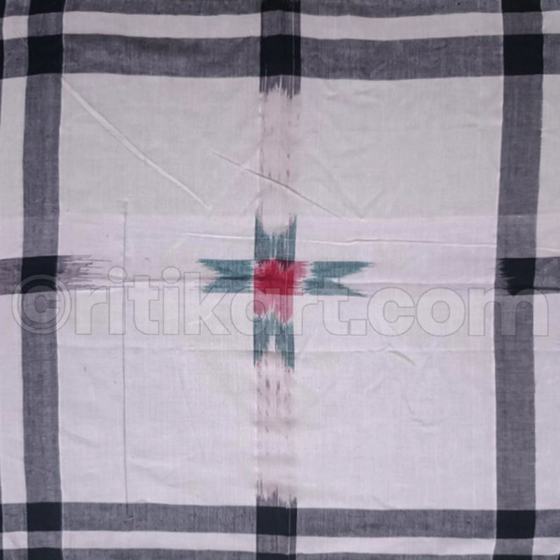 White-Black Cotton Star Sambalpuri Rumal