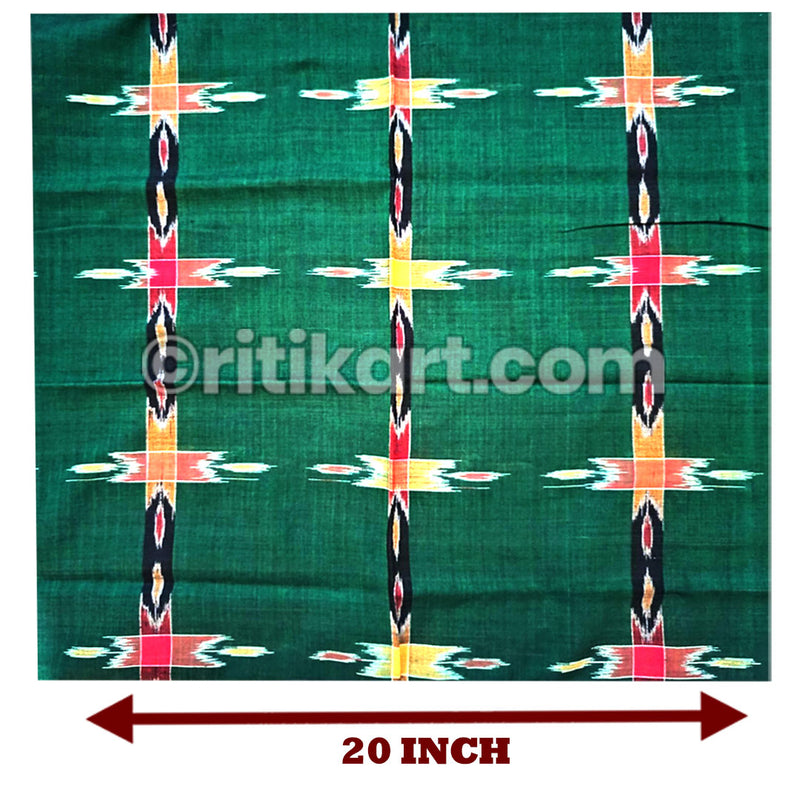 Cotton Green and Yellow Sambalpuri Rumal with Big Star Size 14 inch 16 inch and 20 inch