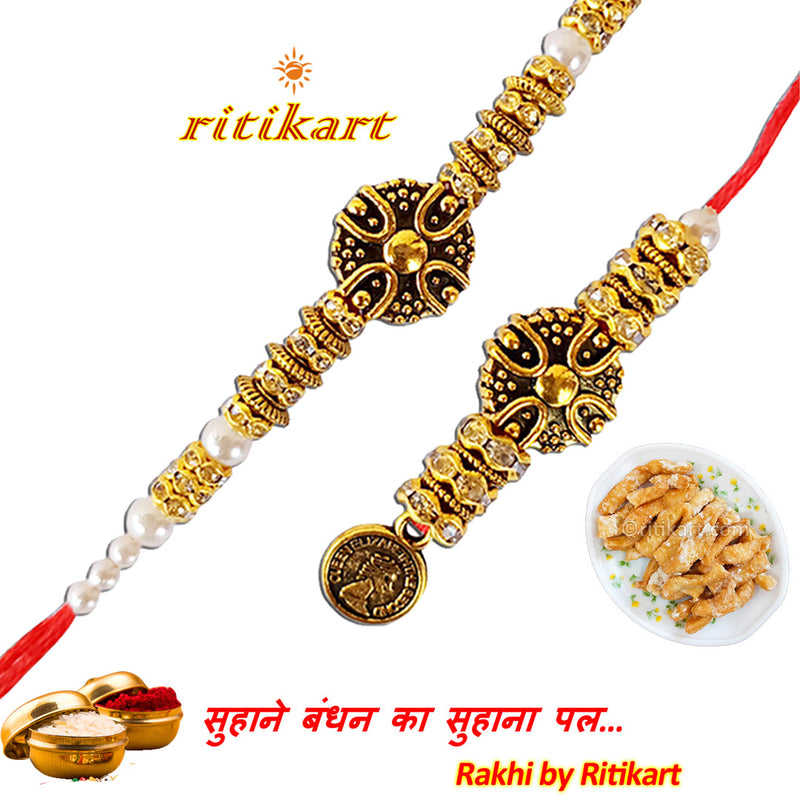 Antique Designed Bhaiya-Bhabhi Rakhi